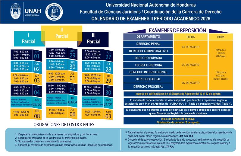 Calendario de examenes II PAC 2026 Opc 1 2 2
