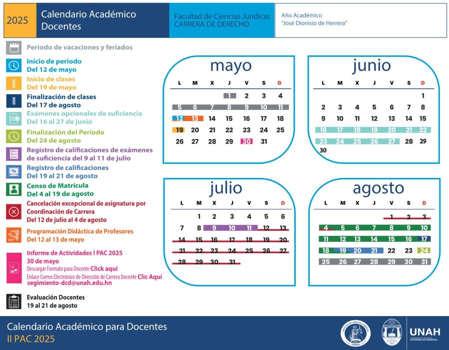 Calendario Academico Docentes FCJ II PAC 2025 2